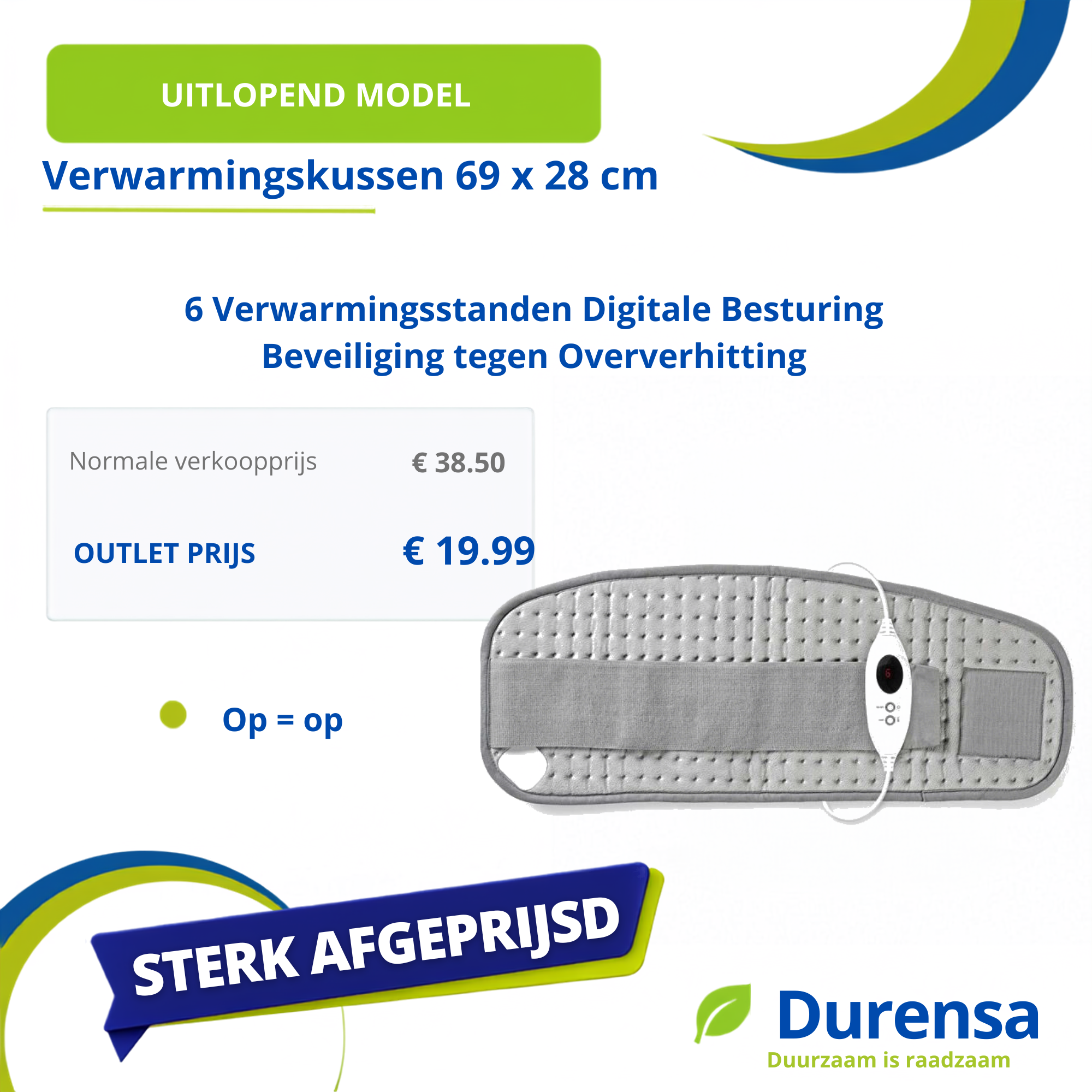 Verwarmingskussen 69 x 28 cm 6 Verwarmingsstanden Digitale Besturing Beveiliging tegen Oververhitting